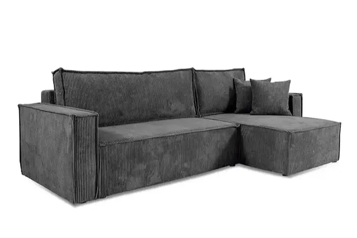COSY - Canapé d'angle convertible - 242x147cm - Gris Foncé