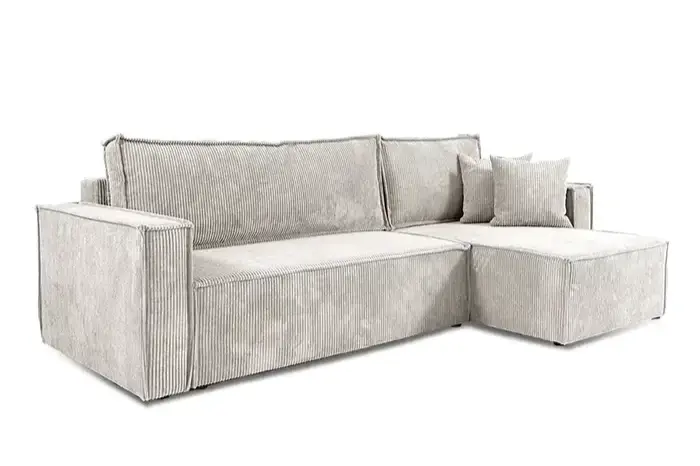 COSY - Canapé d'angle convertible - 242x147cm - Gris Claire