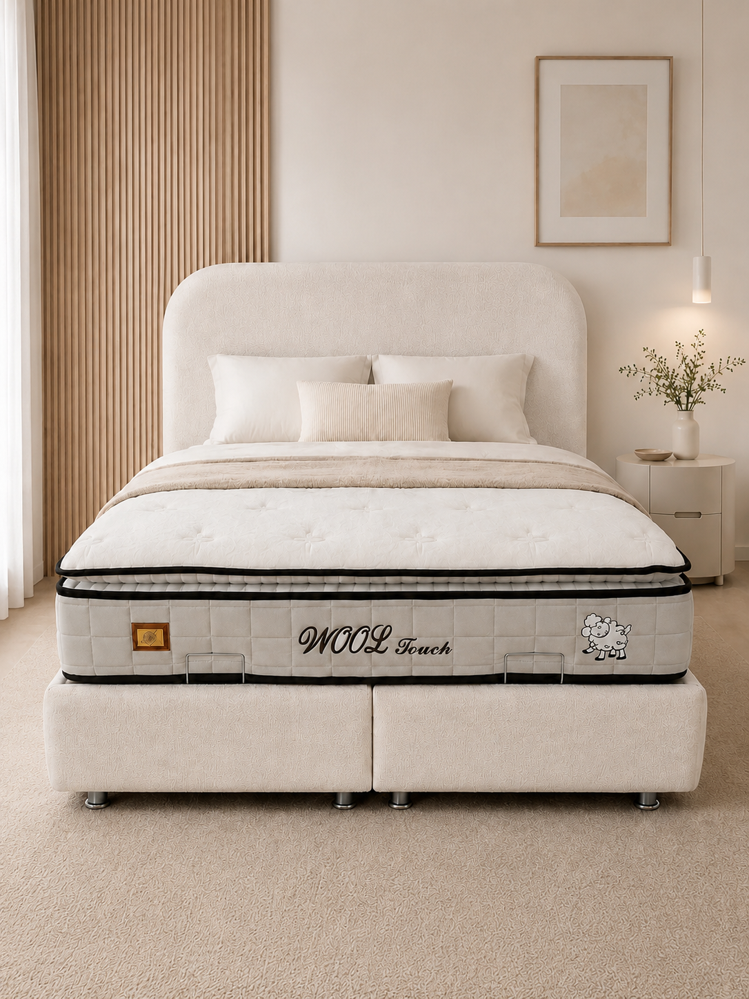 Lit coffre Cocon grège tissu chenille