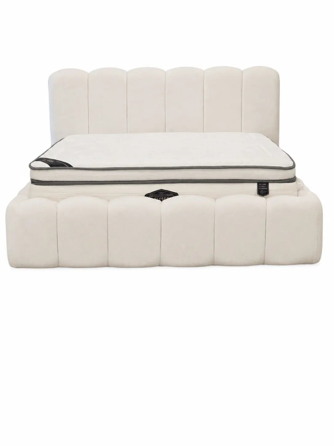 Lit coffre Nuage tissu chenille blanc cassé Rêve de Chic