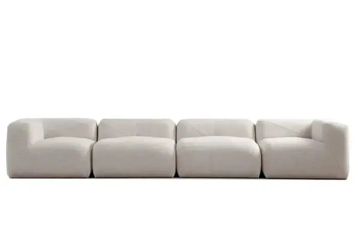 Canapé modulable Nébuleuse en tissus chenille beige droit