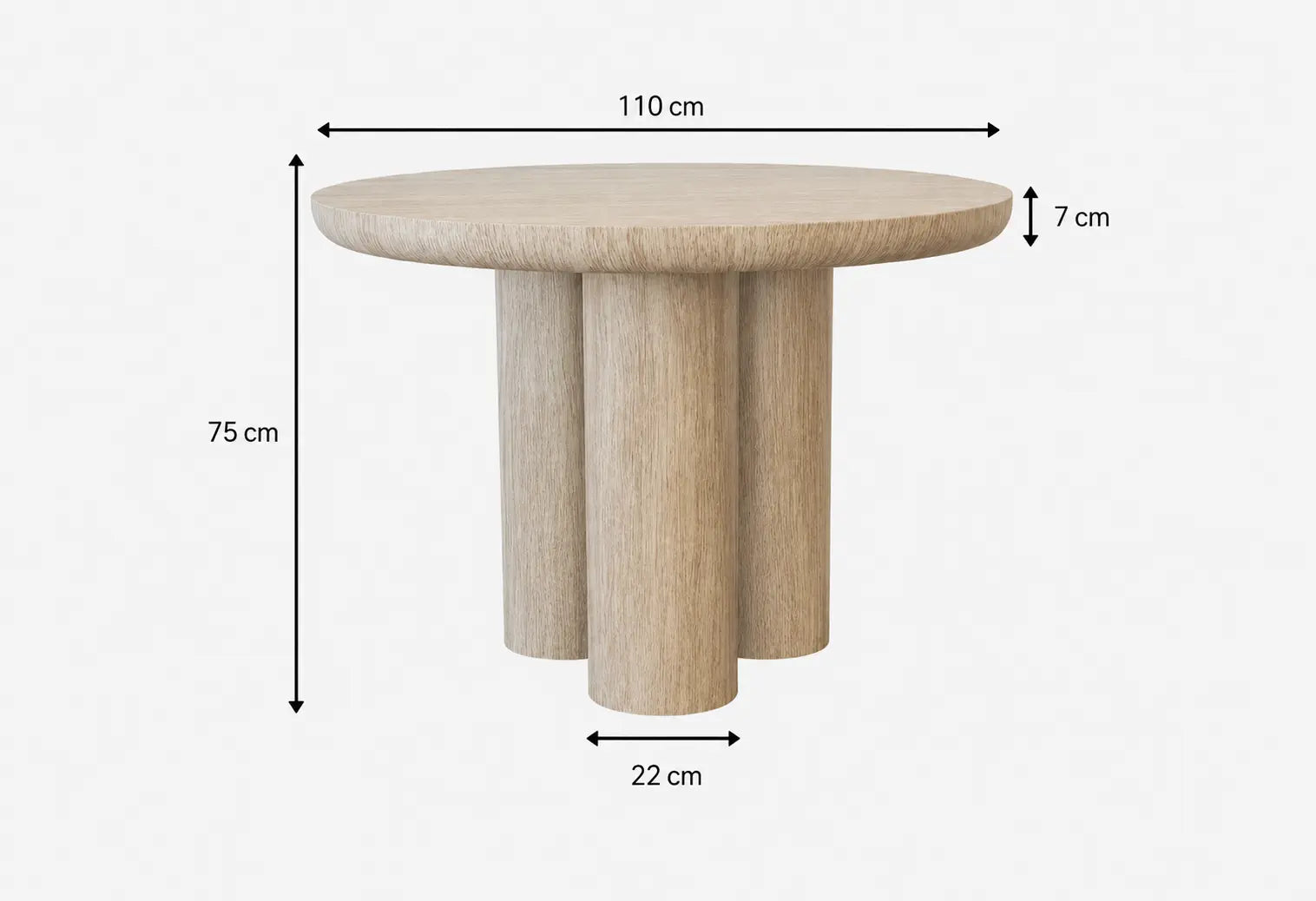 Pack Aldo + Bosco – Table à manger ronde beige effet travertin + 4 chaises tissu chenille beige Rêve de Chic