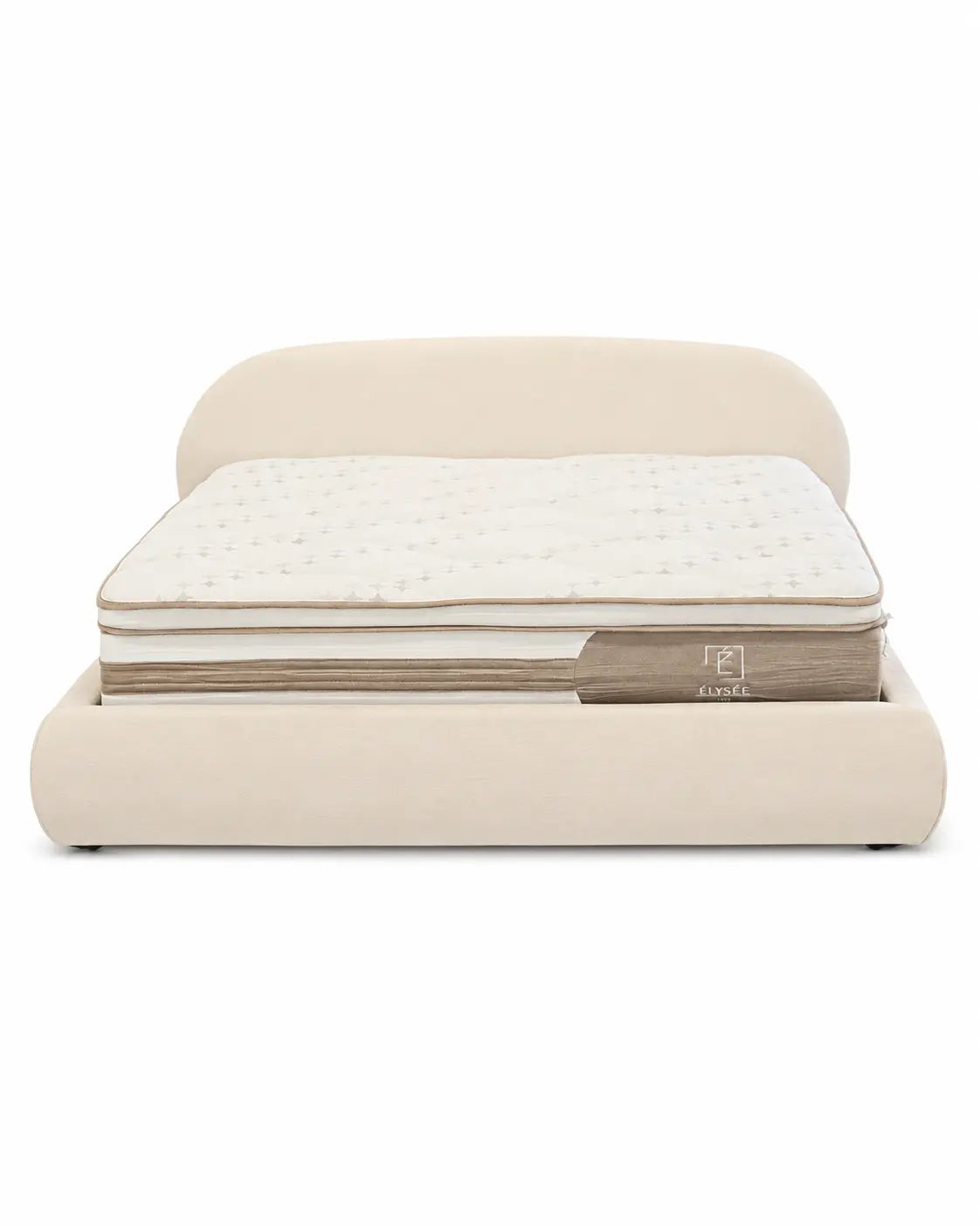 Pack Brume + Rivoli – Lit coffre chenille beige 160x200 cm + Matelas bamboo latex ressorts ensachés 5 zones Rêve de Chic