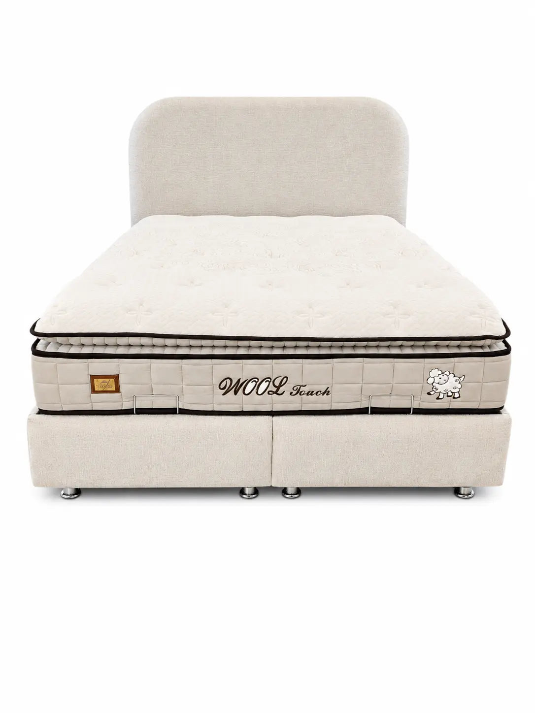 Pack Cocon + Wool Touch – Lit coffre chenille 160x200 cm + Matelas mérinos mémoire de forme ressorts ensachés 7 zones Rêve de Chic
