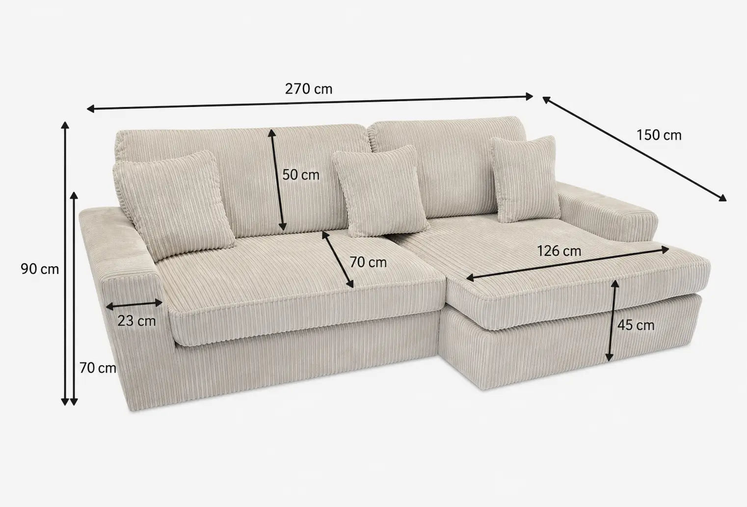 Pack Complet – Canapé Alaïa velours côtelé beige + Table basse Ilia + Table à manger Ilia céramique + 4 chaises Kaya + Lit coffre Songe + Matelas Fluffy 160x200 Rêve de Chic