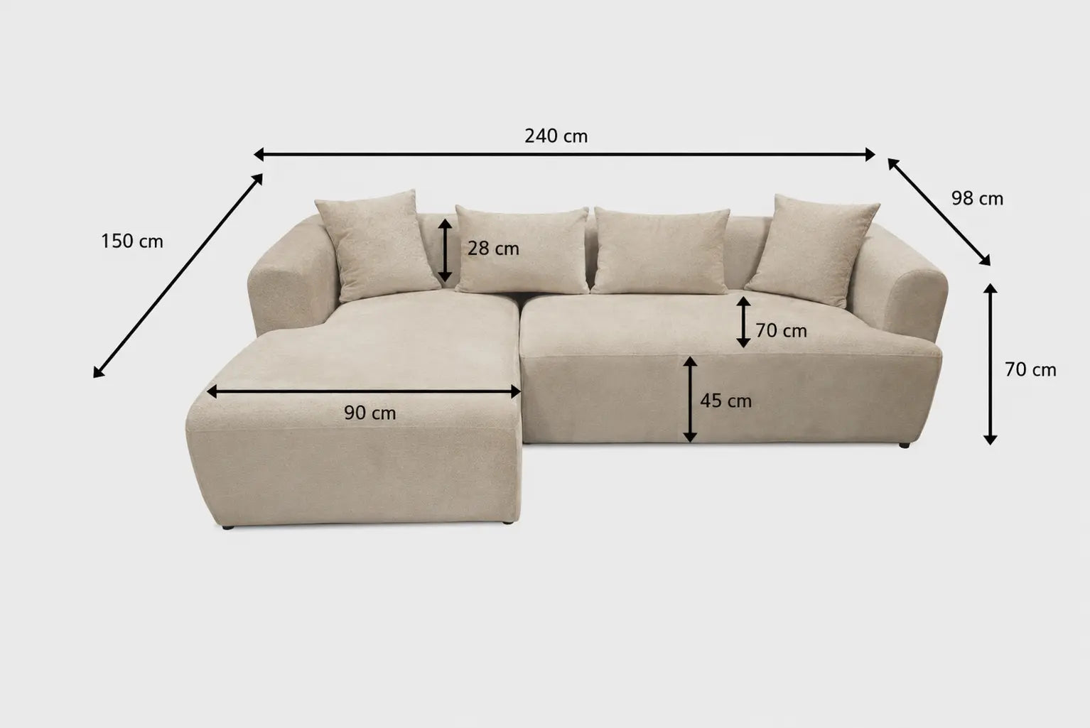 Pack Salon Complet – Canapé Idile velours beige + Table basse Orlane + Table à manger Orlane 180 cm + 4 chaises Soléa velours beige Rêve de Chic
