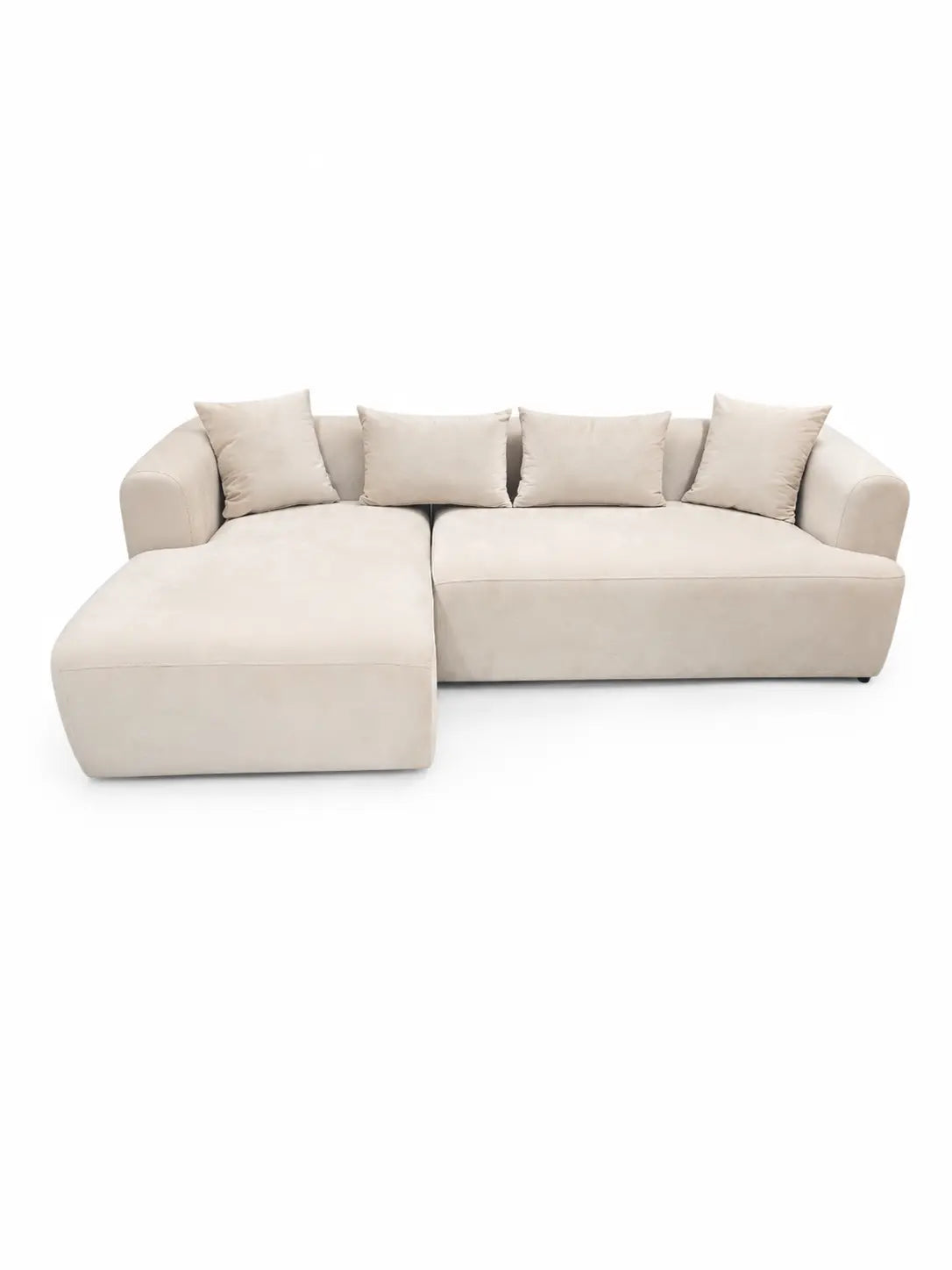 Pack Salon Complet – Canapé Idile velours beige + Table basse Orlane + Table à manger Orlane 180 cm + 6 chaises Soléa velours beige Rêve de Chic