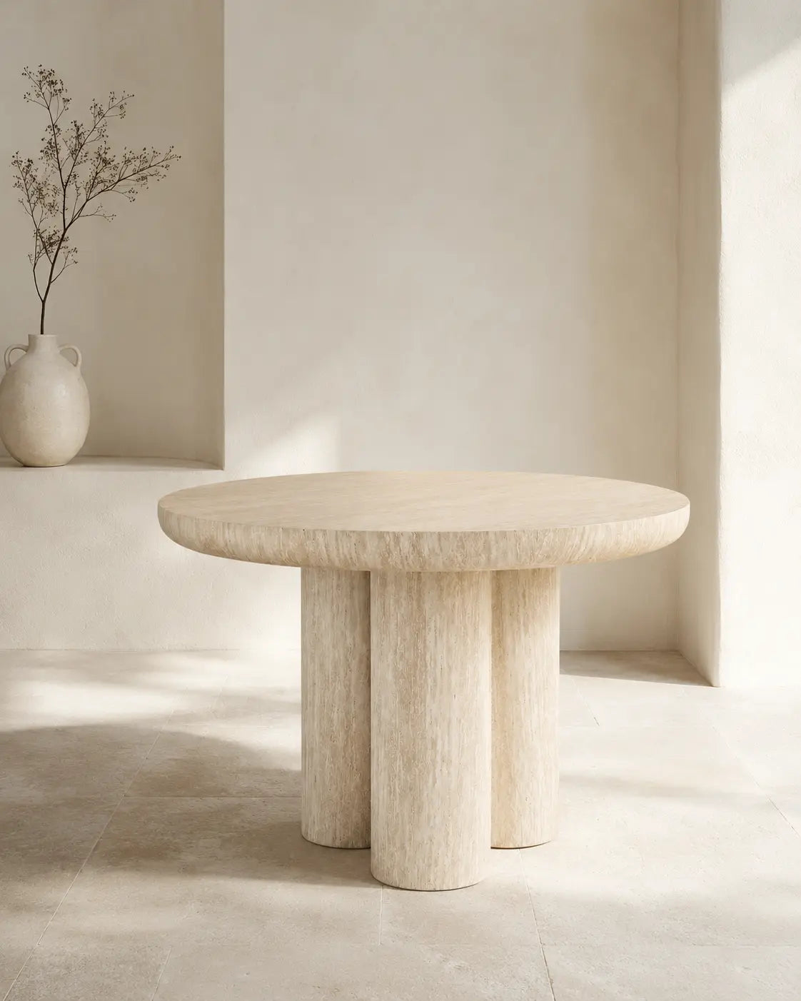 Table à manger Aldo beige effet travertin Rêve de Chic