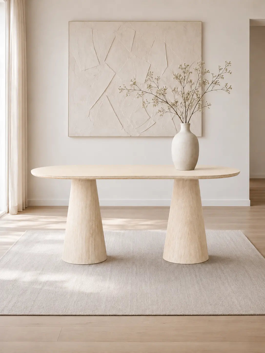 Table à manger Yuna beige effet travertin Rêve de Chic