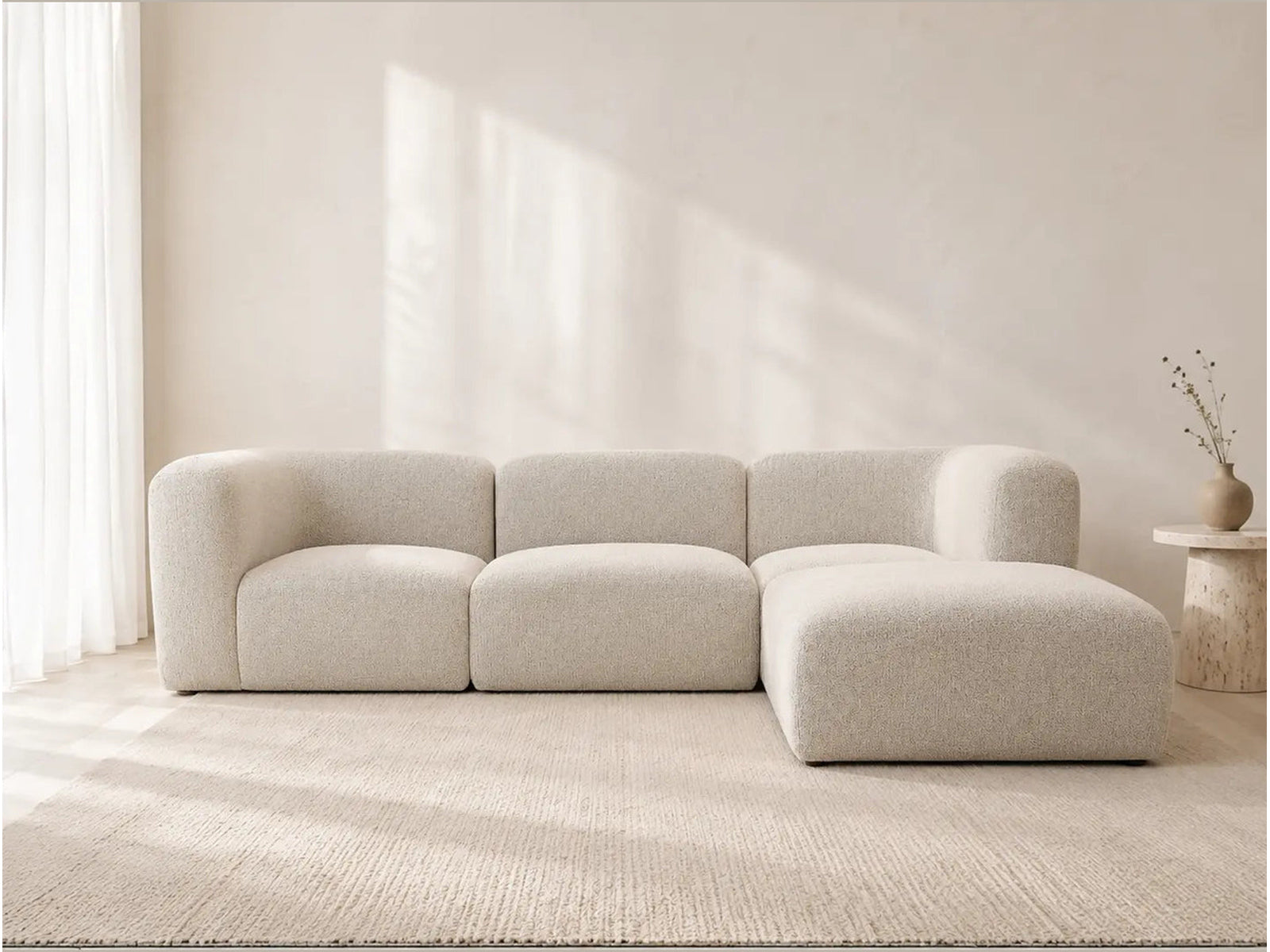Canapé d'angle modulable Aalyiah Chenille beige