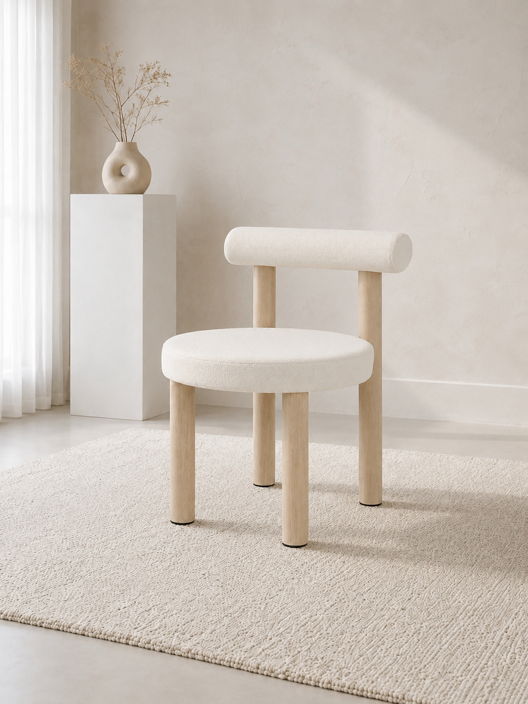 Chaise Soltis velours blanc cassé – Lot de 8