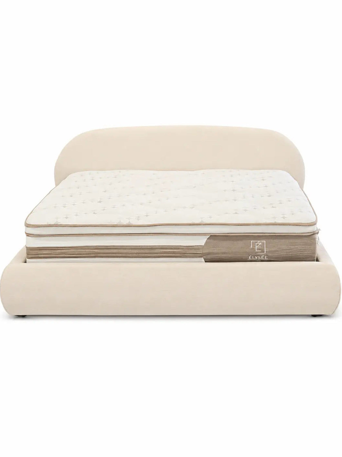 Lit coffre Brume beige tissu chenille