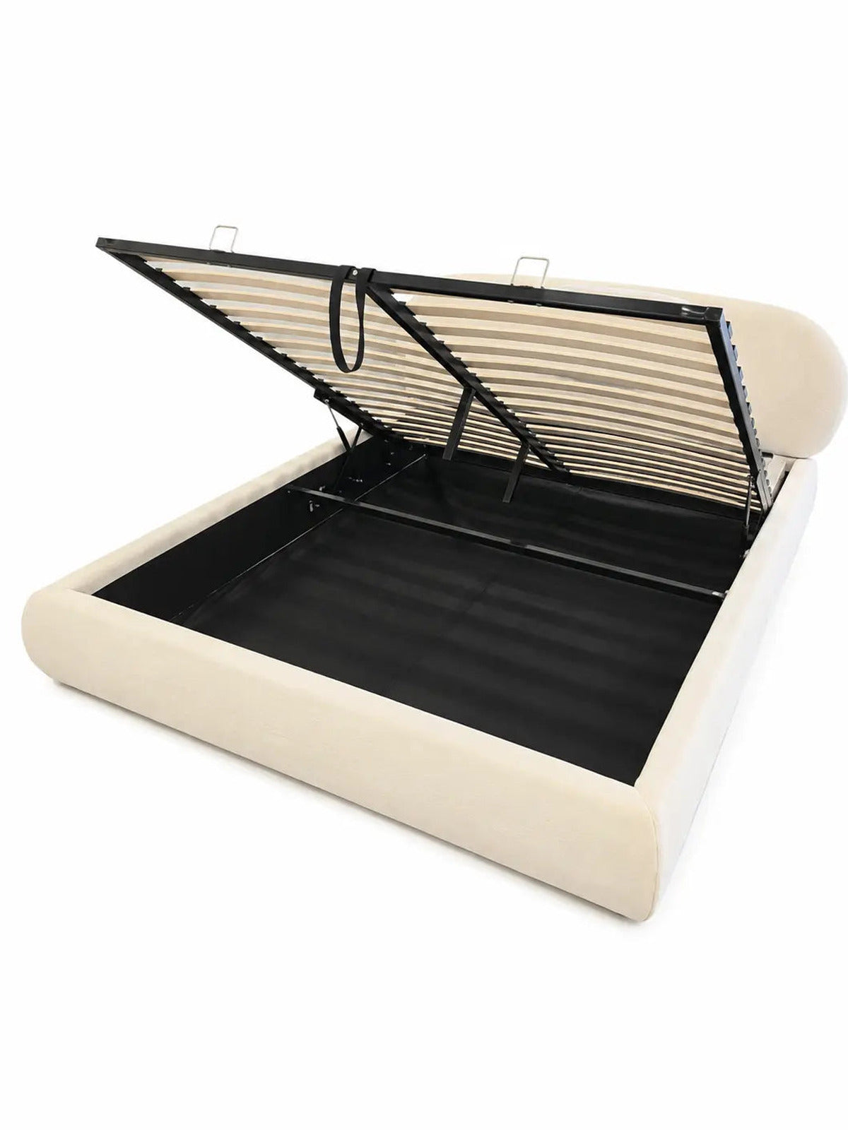 Lit coffre Brume beige tissu chenille