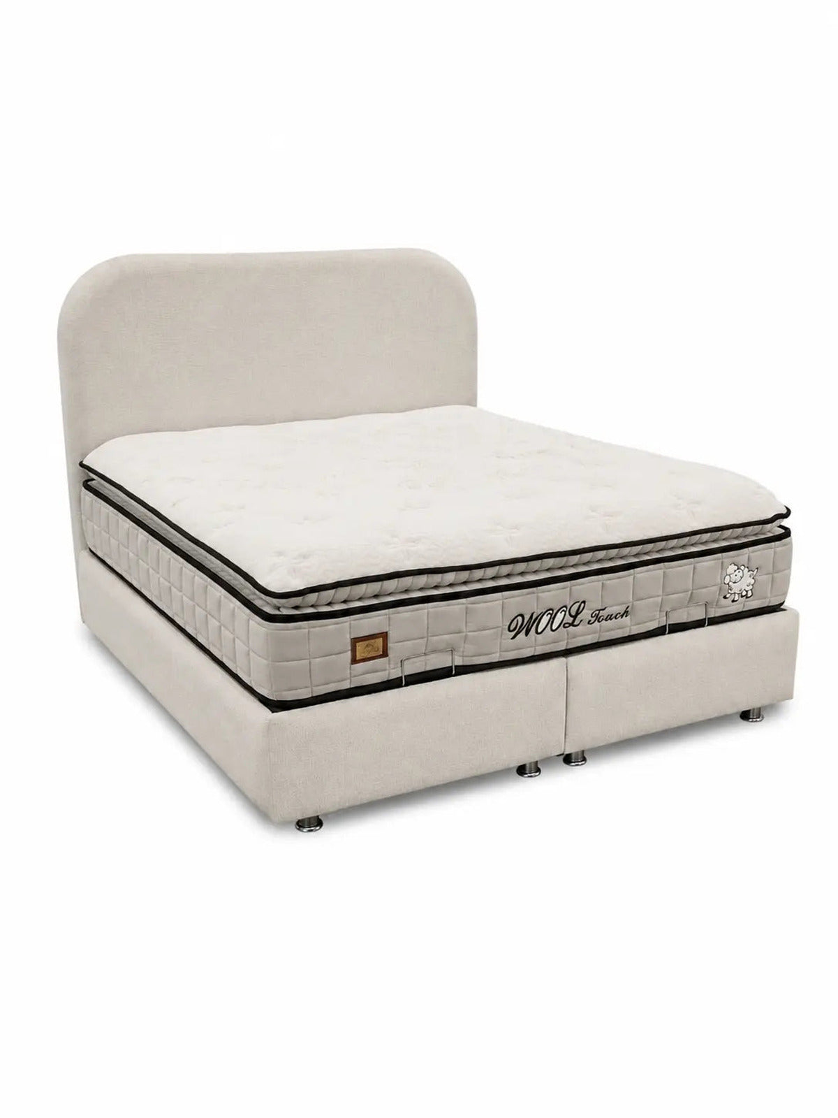 Lit coffre Cocon grège tissu chenille