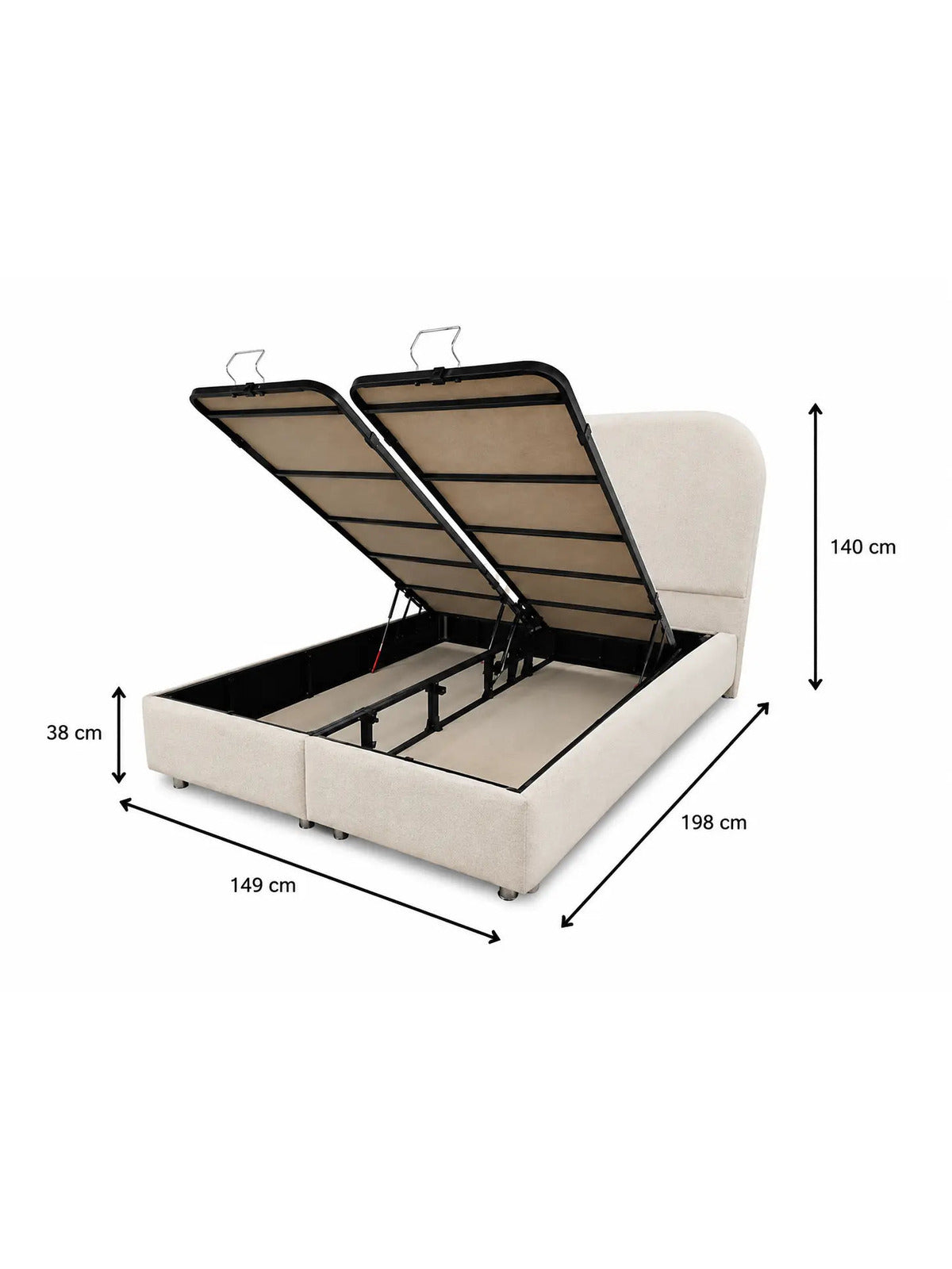 Lit coffre Cocon grège tissu chenille