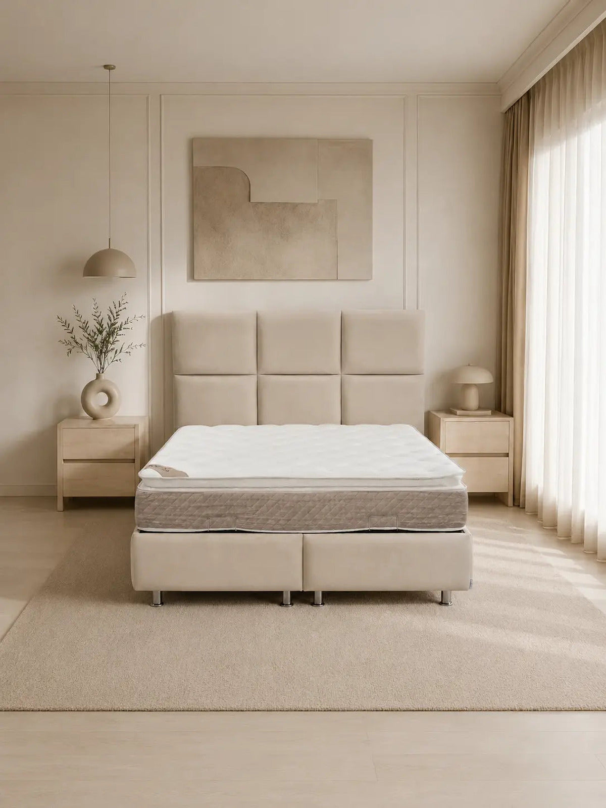 Lit coffre DUNE velours beige
