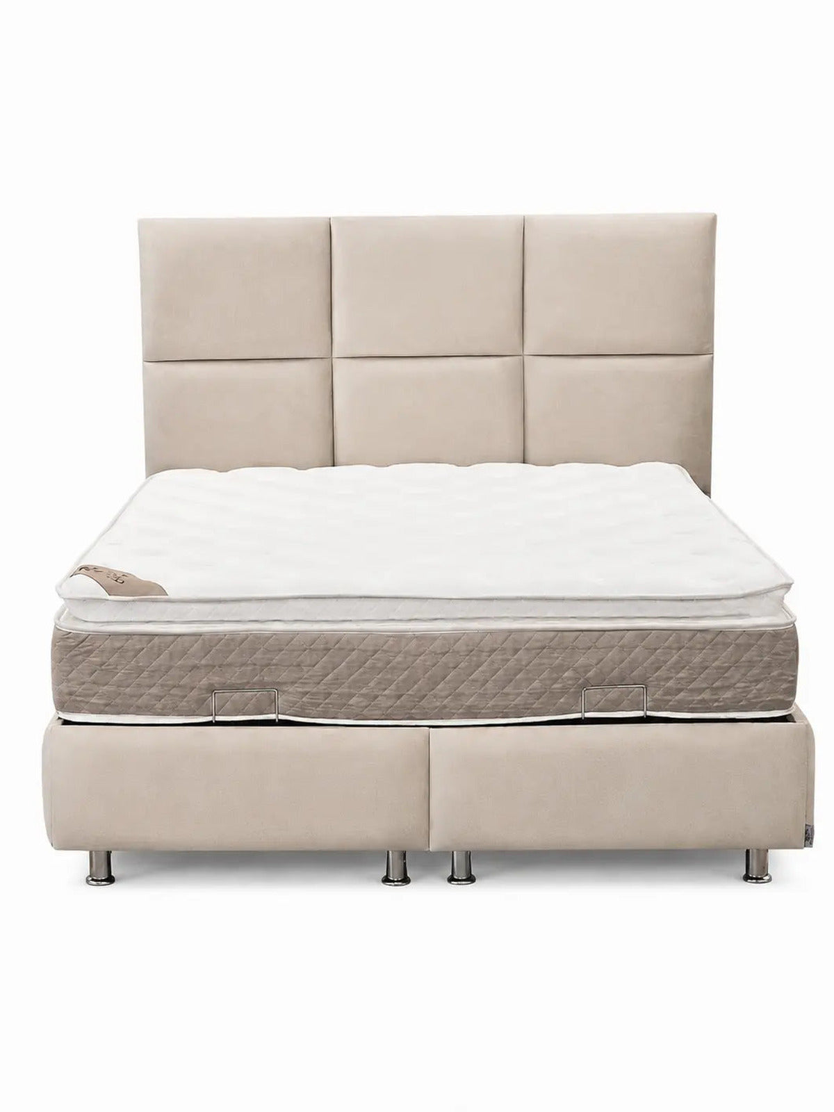 Lit coffre DUNE velours beige