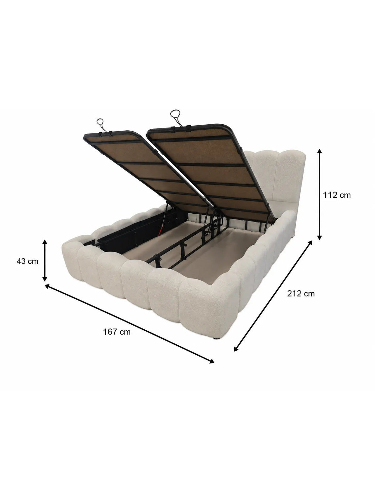 Lit coffre Nuage tissu chenille blanc cassé