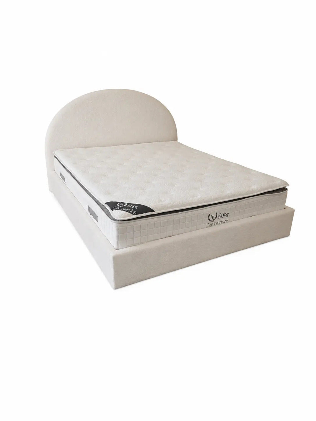 Lit coffre Plume laine bouclée blanc cassé