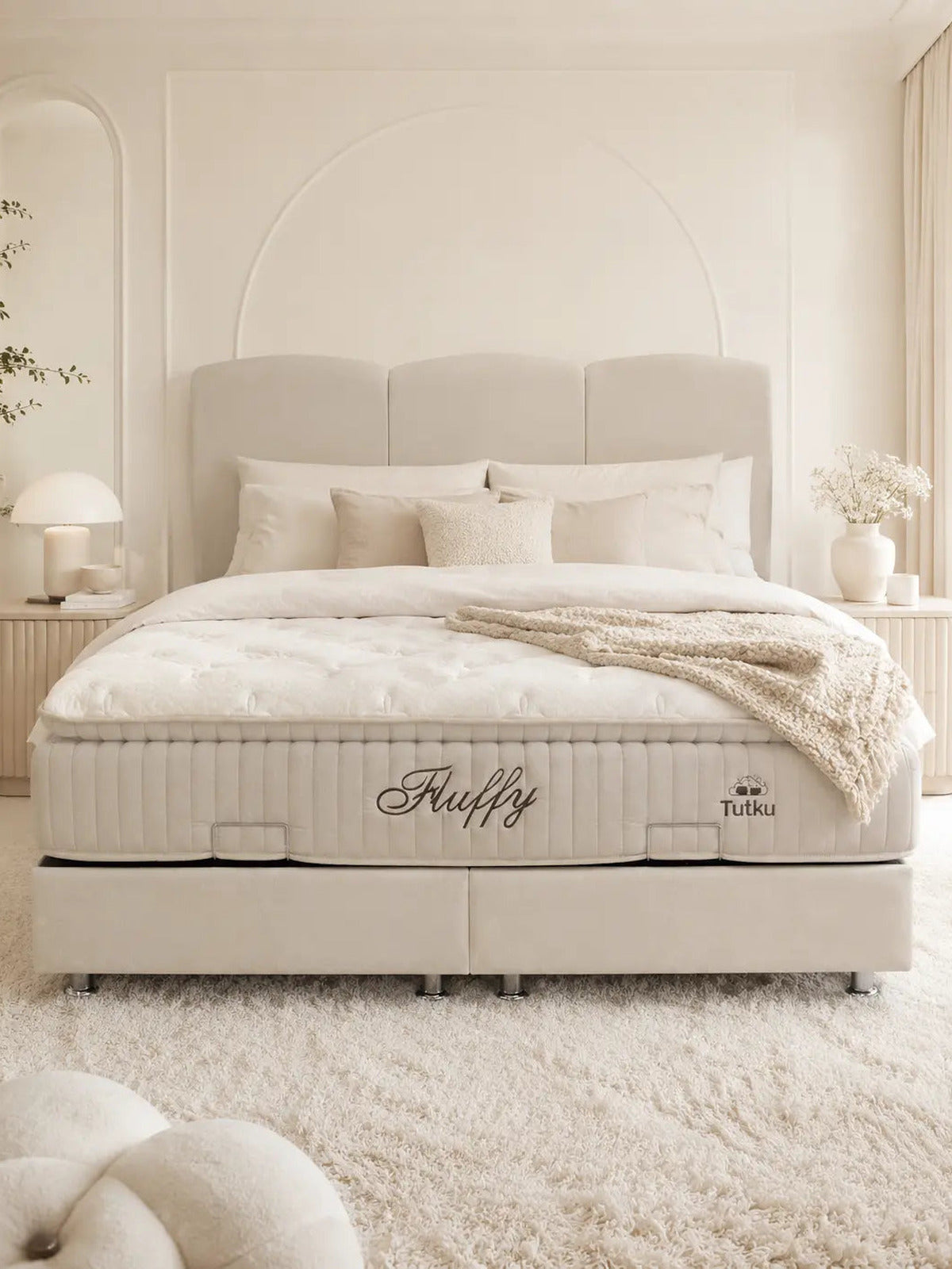 Lit coffre Songe velours beige