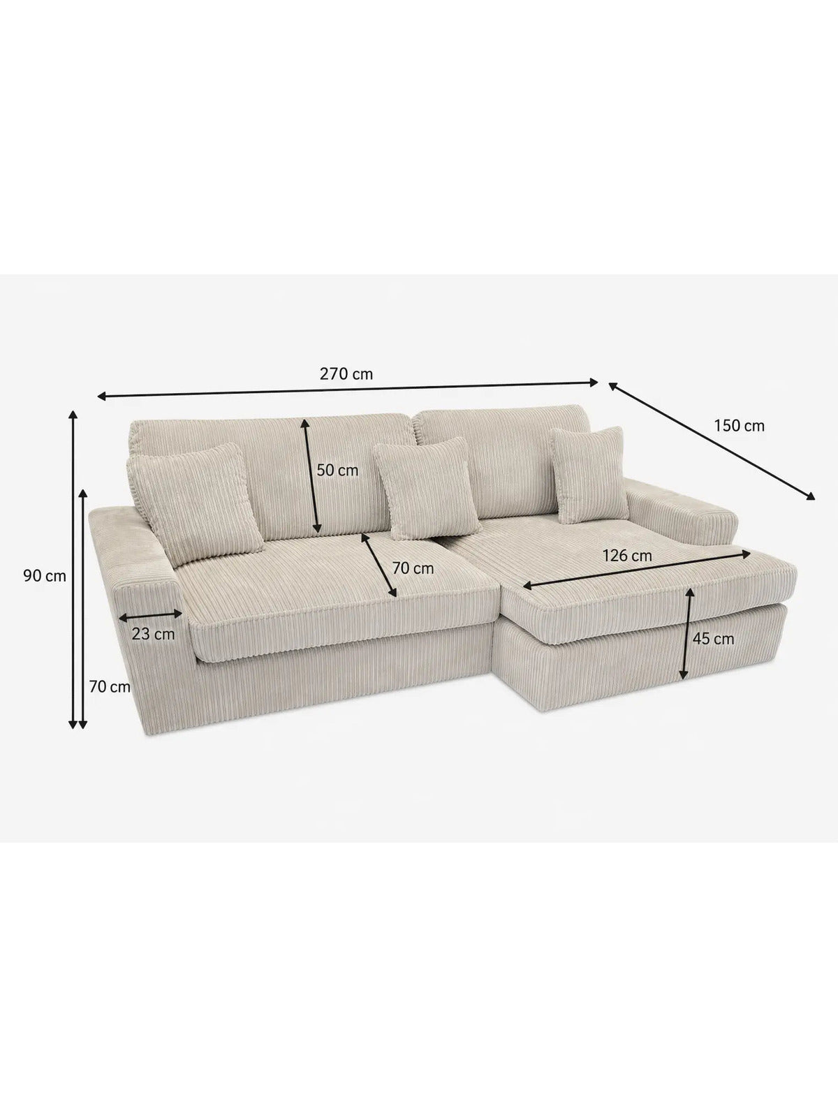 Pack Complet – Canapé Alaïa velours côtelé beige + Table basse Ilia + Table à manger Ilia céramique + 4 chaises Kaya + Lit coffre Songe + Matelas Fluffy 160x200