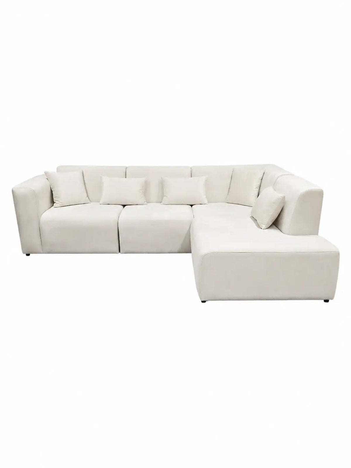Pack Salon Complet – Canapé Odyssée velours blanc cassé + Tables basses Saris + Table à manger Iris + 6 chaises Soltis