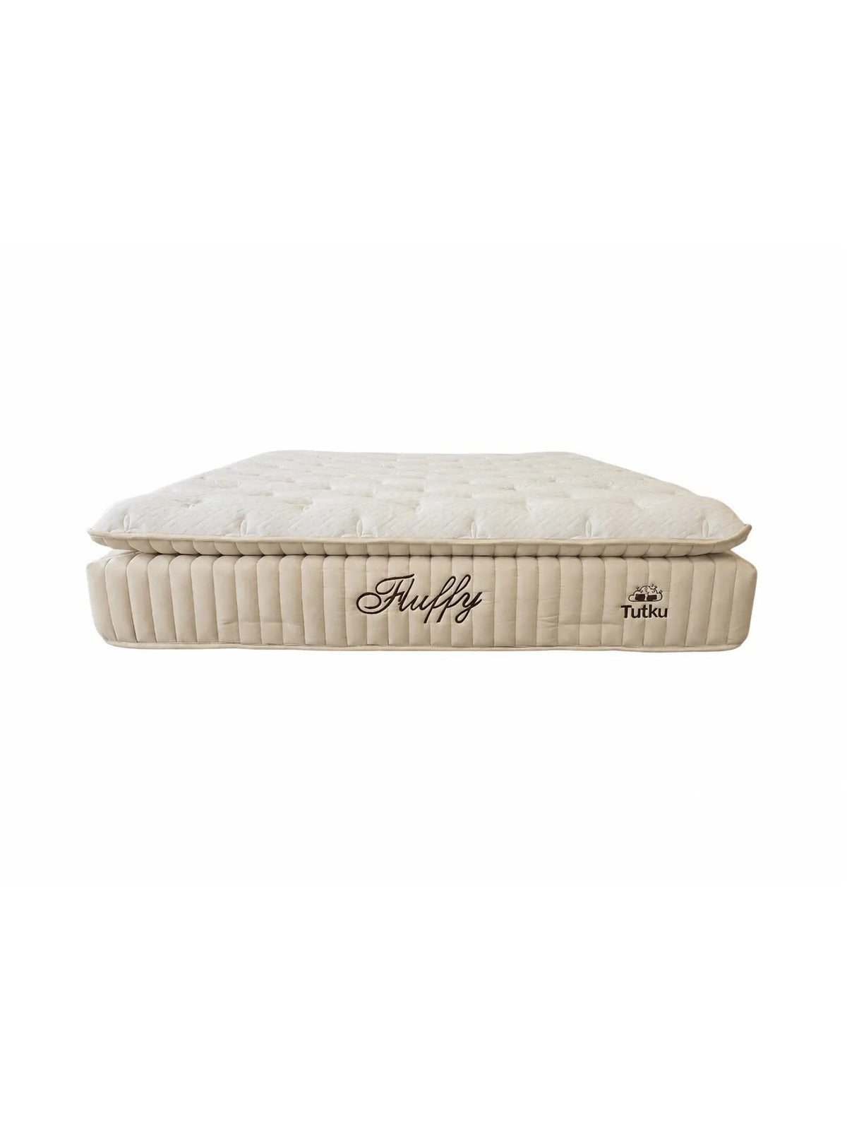 Pack Songe + Fluffy – Lit coffre chenille beige 160x200 cm + Matelas mémoire de forme double ressorts 7 zones