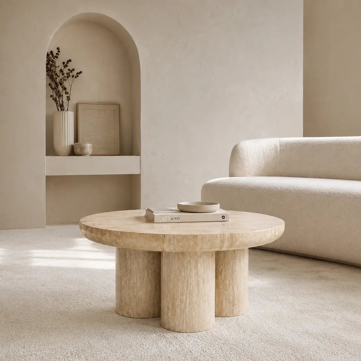 Table basse Aldo effet travertin