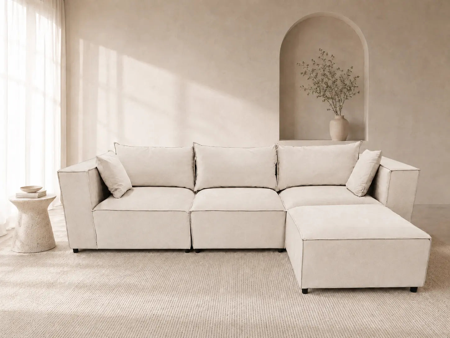Canapé droit modulable Iconic avec pouf  Rêve de Chic