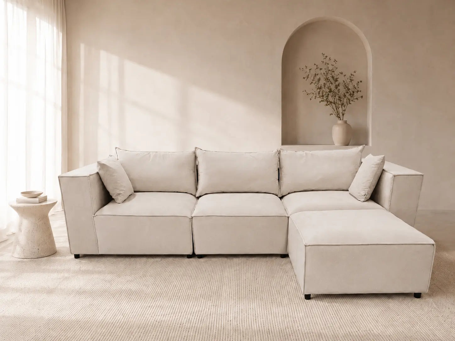 Canapé droit modulable Iconic avec pouf  Rêve de Chic
