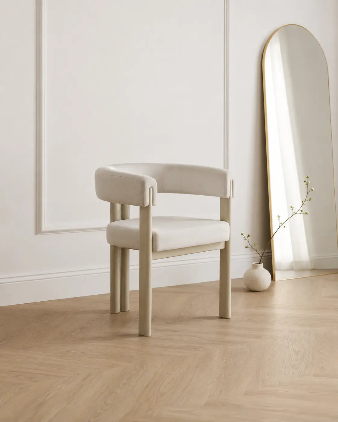 Chaise Lizéa velours beige – Lot de 4  Rêve de Chic