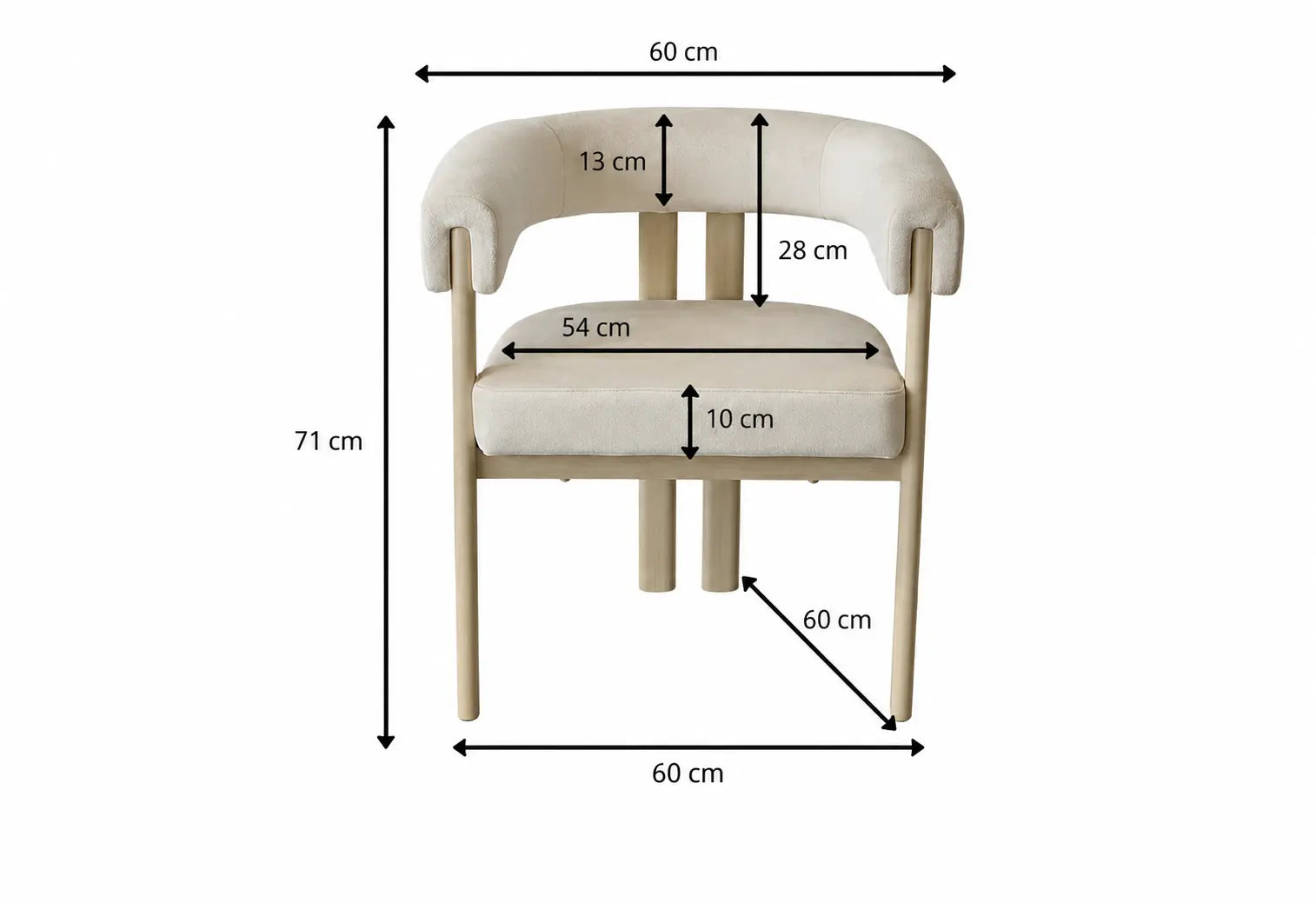 Chaise Lizéa velours beige – Lot de 4  Rêve de Chic