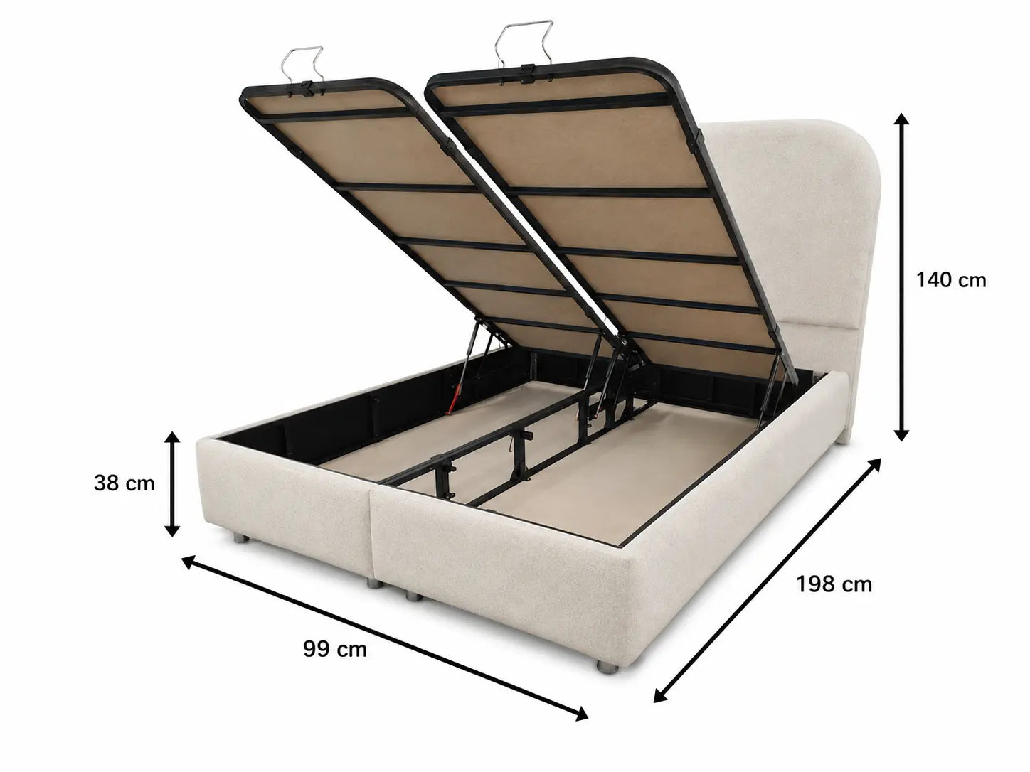 Lit coffre Cocon grège tissu chenille – 90×190 cm  Rêve de Chic