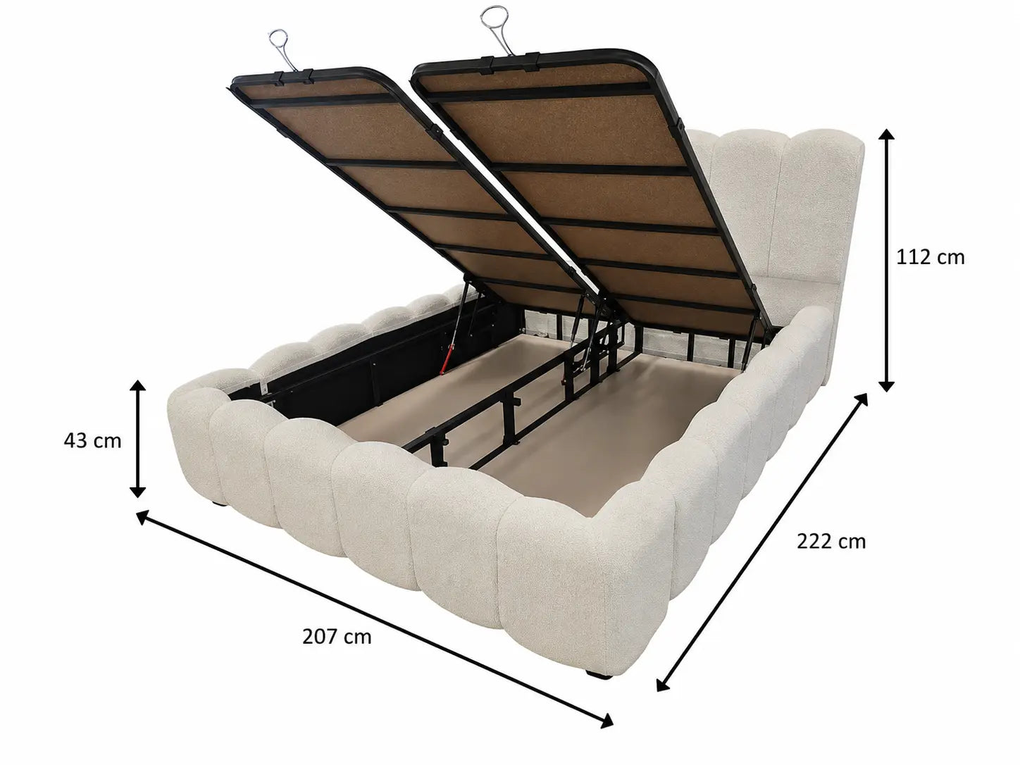 Lit coffre Nuage tissu chenille blanc cassé  Rêve de Chic