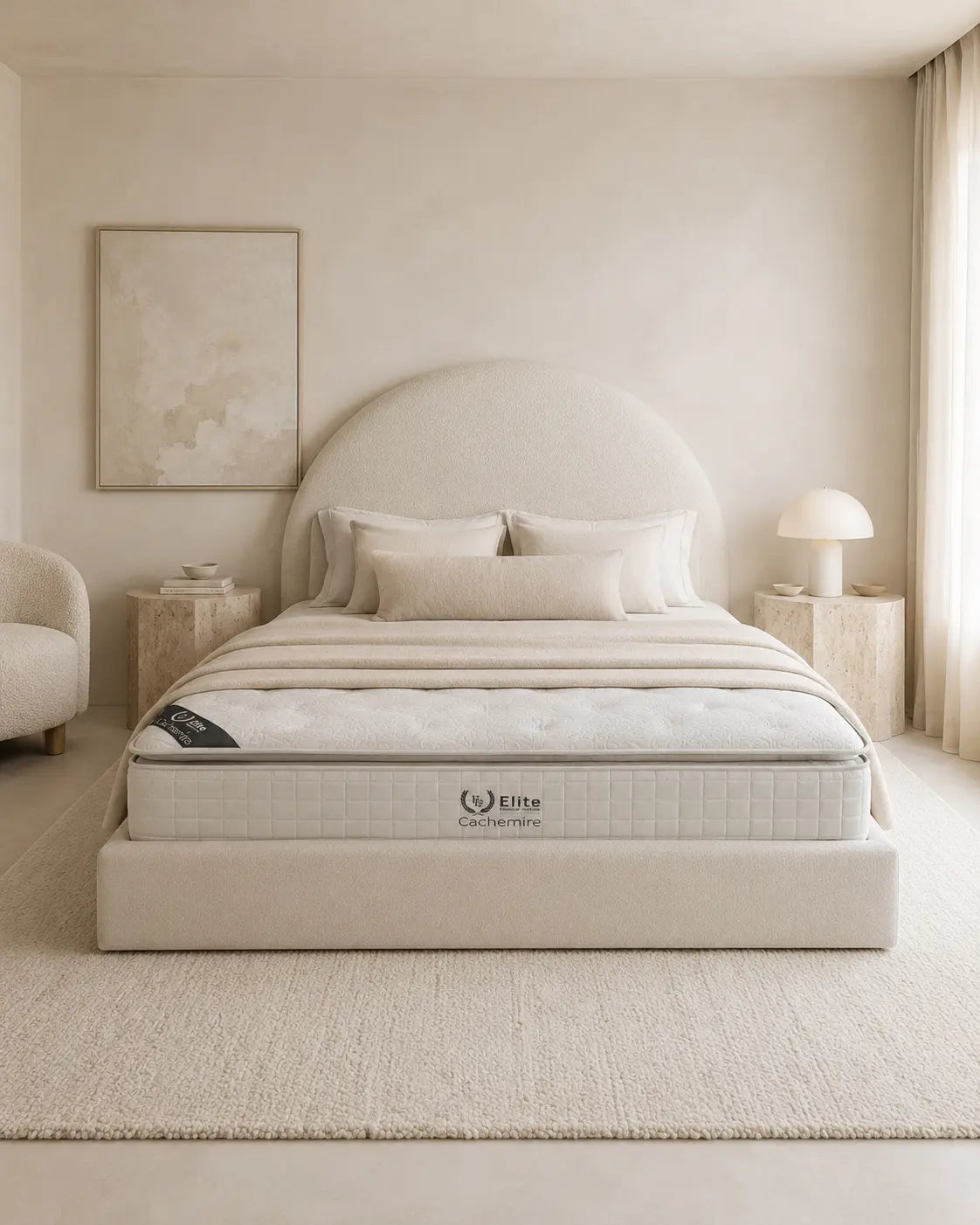 Lit coffre Plume laine bouclée blanc cassé  Rêve de Chic