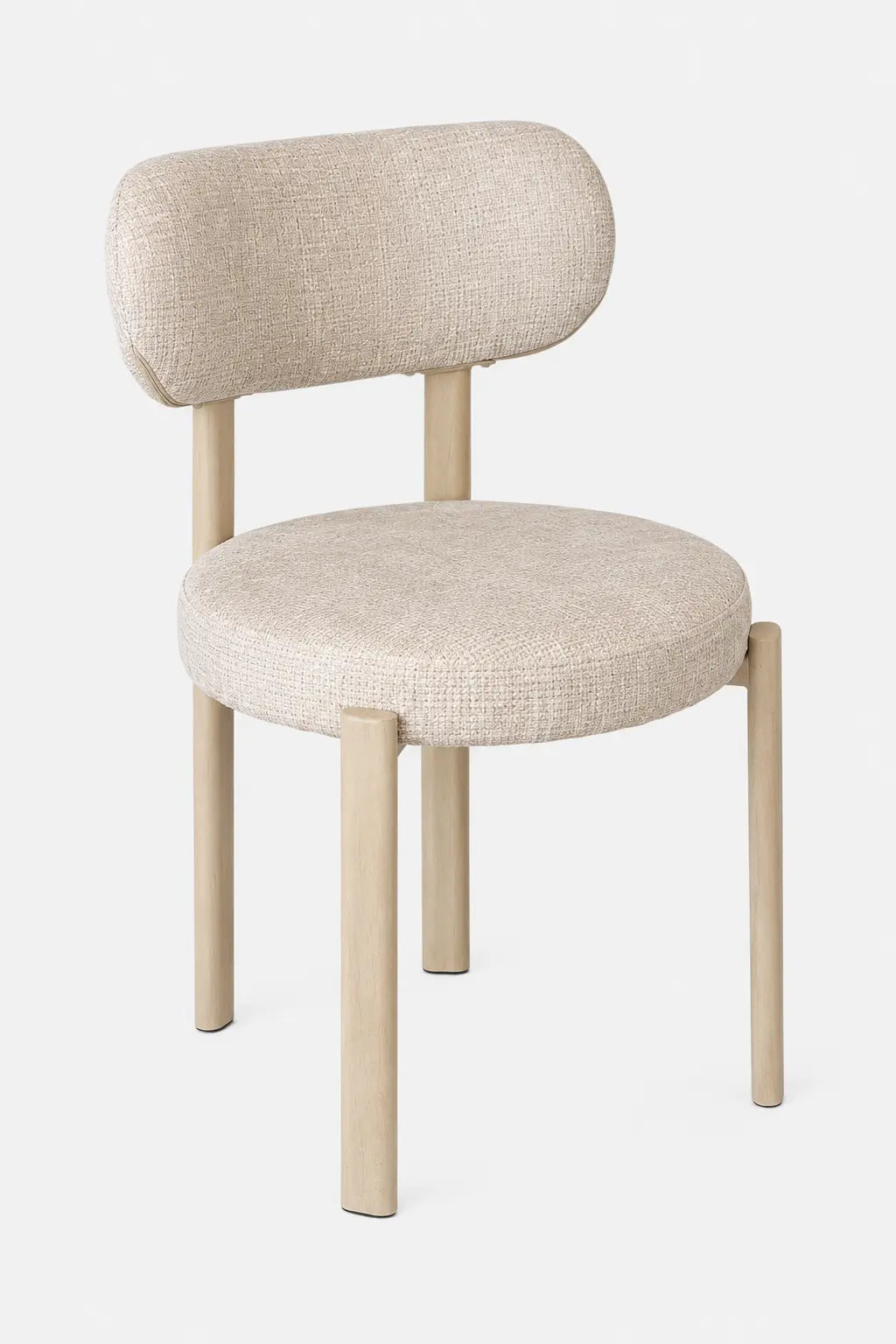 Pack Aldo + Bosco – Table à manger ronde beige effet travertin + 4 chaises tissu chenille beige  Rêve de Chic