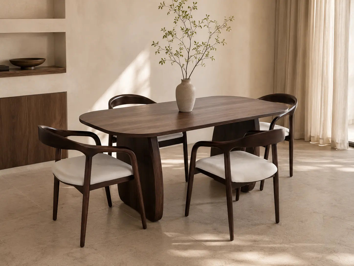 Pack Havana + Evora – Table à manger marron effet bois noyer + 4 chaises bois d'hévéa  Rêve de Chic