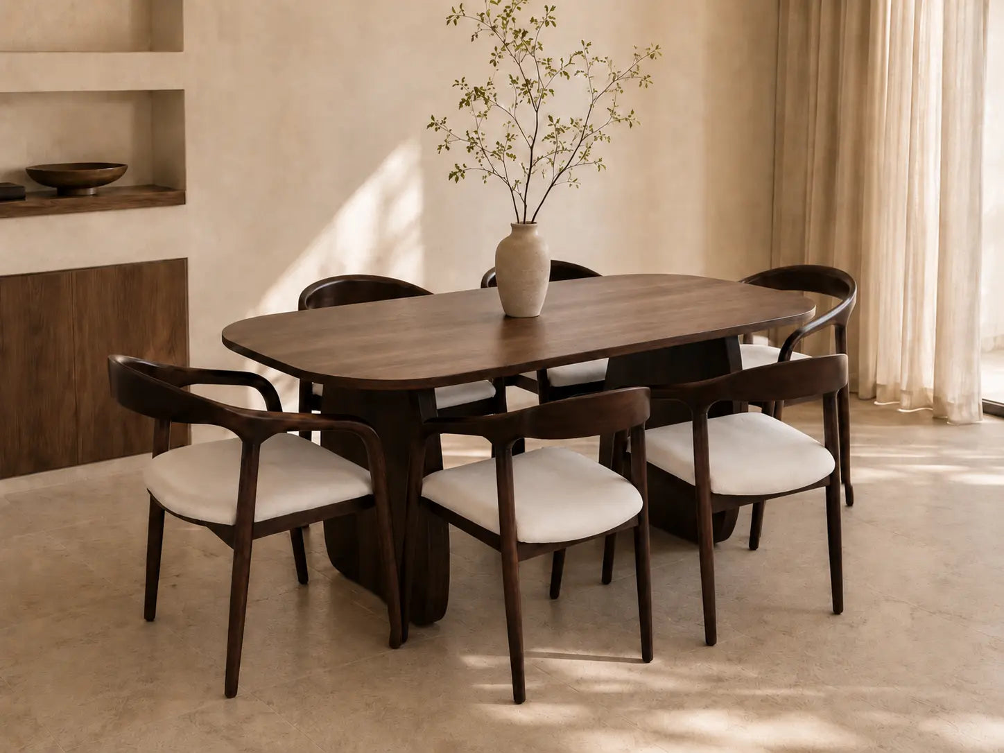 Pack Havana + Evora – Table à manger marron effet bois noyer + 6 chaises bois d'hévéa  Rêve de Chic
