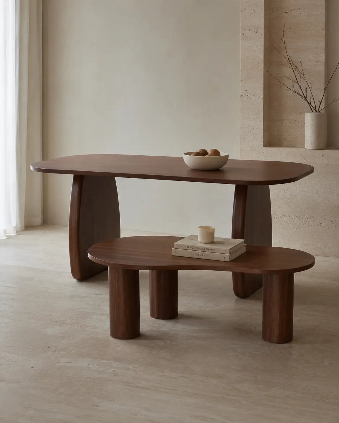 Pack Havana + Nelya – Table à manger + Table basse marron effet bois noyer  Rêve de Chic