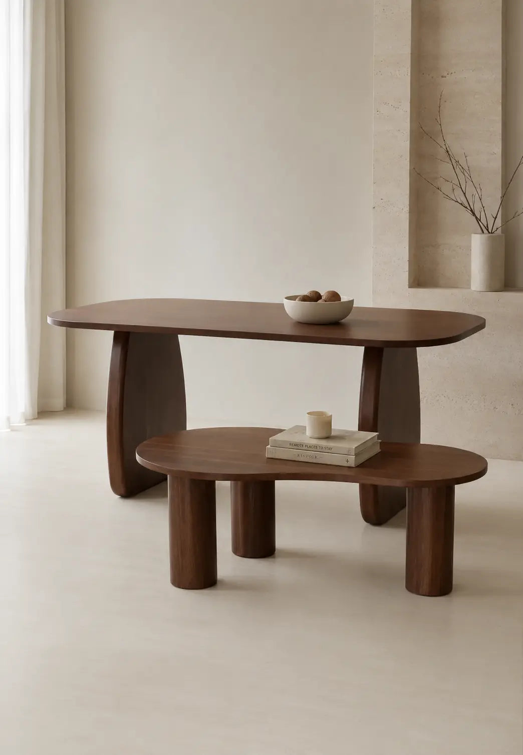 Pack Havana + Nelya – Table à manger + Table basse marron effet bois noyer  Rêve de Chic