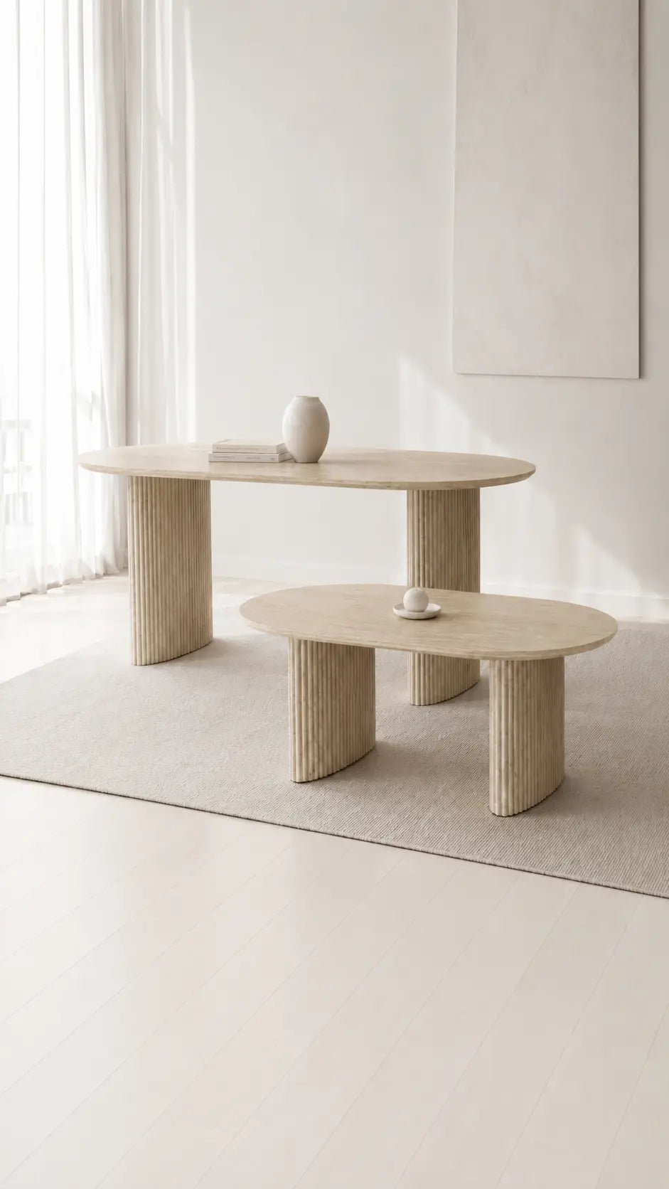 Pack Ilia effet travertin – Table à manger + table basse  Rêve de Chic