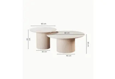 Pack Iris + Saris – Table à manger extensible + Tables basses beige crème  Rêve de Chic