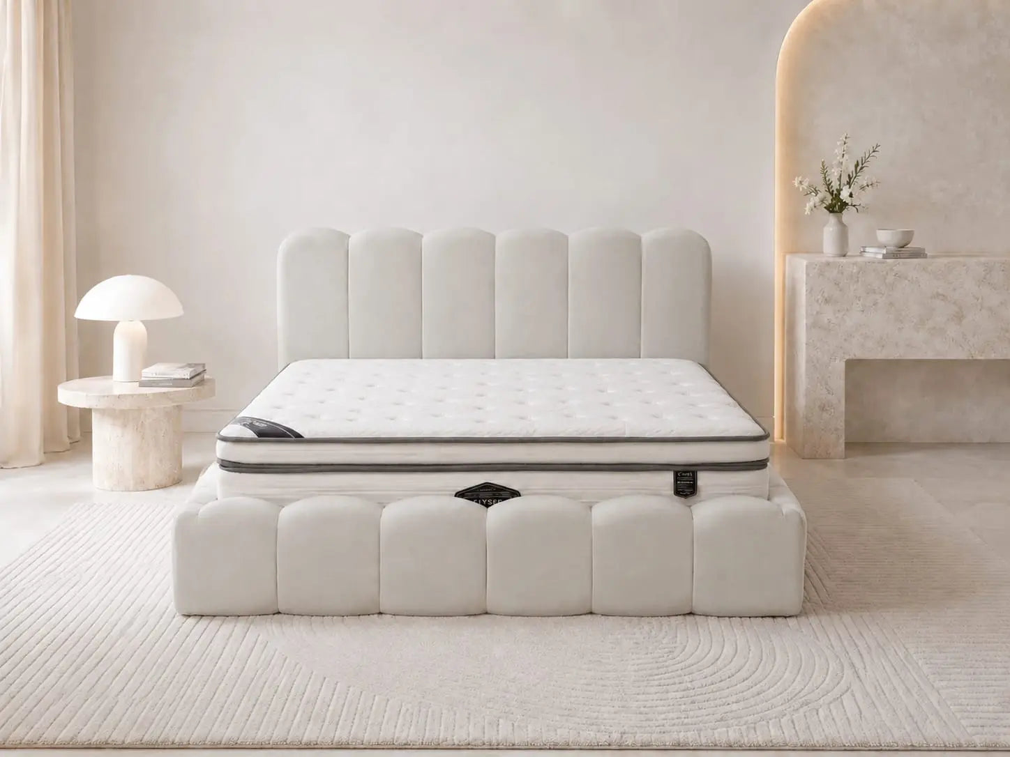 Pack Nuage + Concorde – Lit coffre chenille 160x200 cm + Matelas gel mémoire de forme ressorts ensachés 5 zones  Rêve de Chic