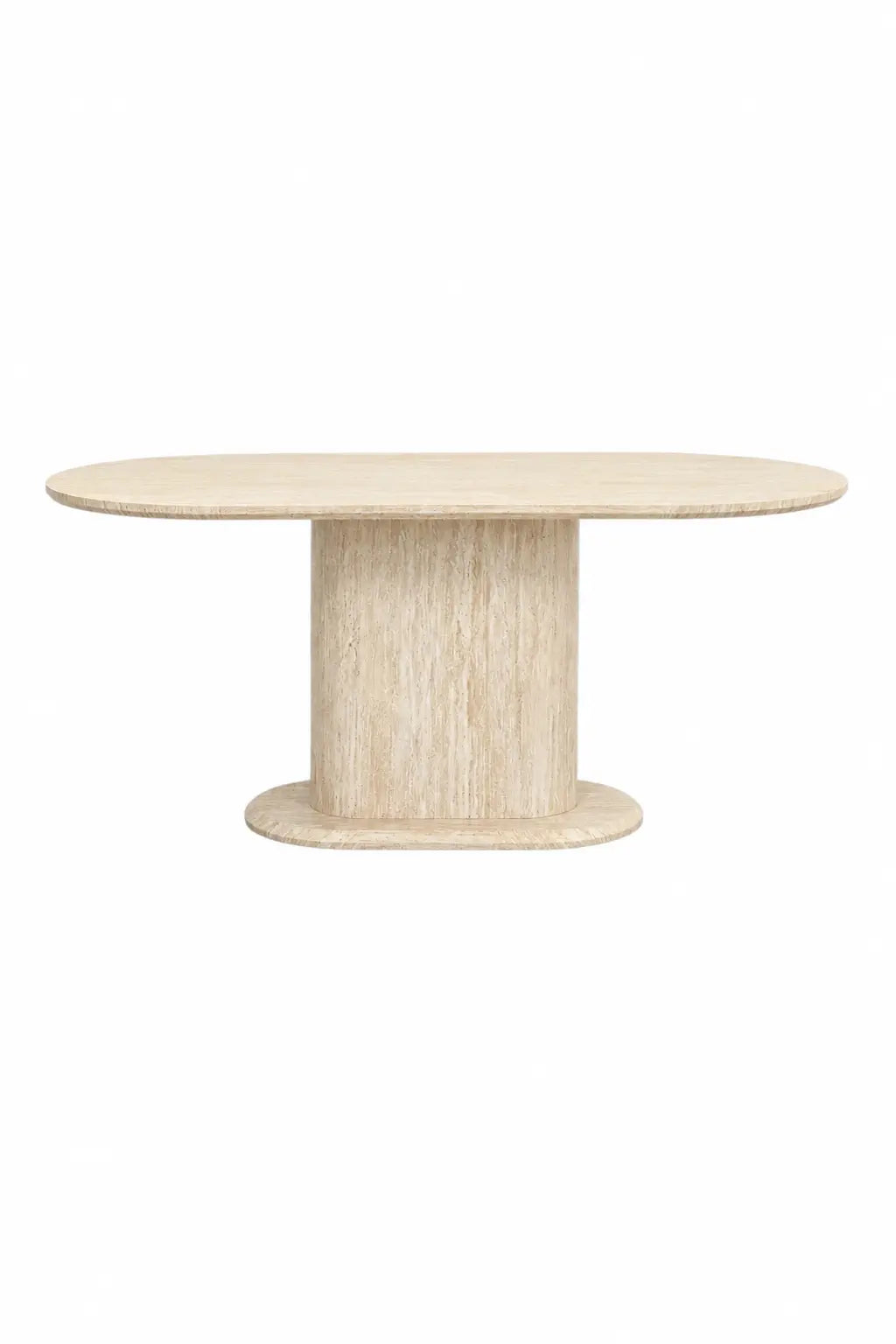 Pack Orlane + Soléa – Table à manger ovale beige effet travertin + 4 chaises velours beige  Rêve de Chic