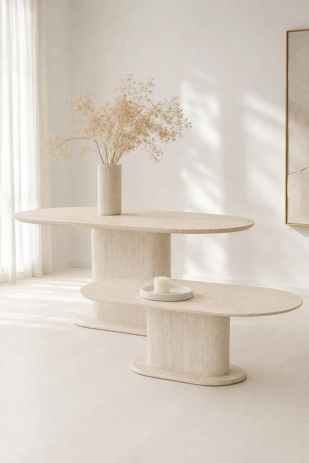 Pack Orlane effet travertin – Table à manger + table basse  Rêve de Chic