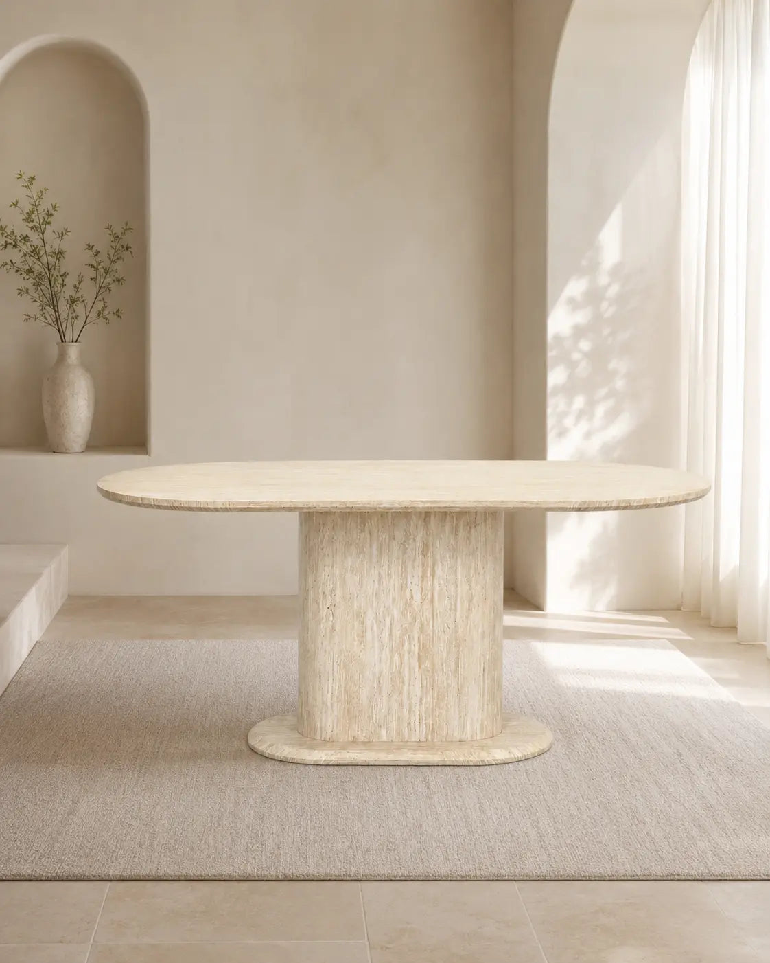 Table à manger Orlane beige effet travertin  Rêve de Chic