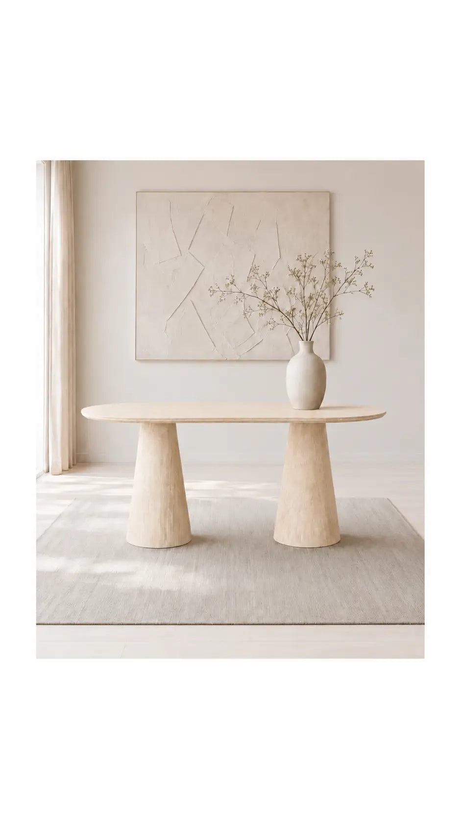 Table à manger Yuna beige effet travertin  Rêve de Chic