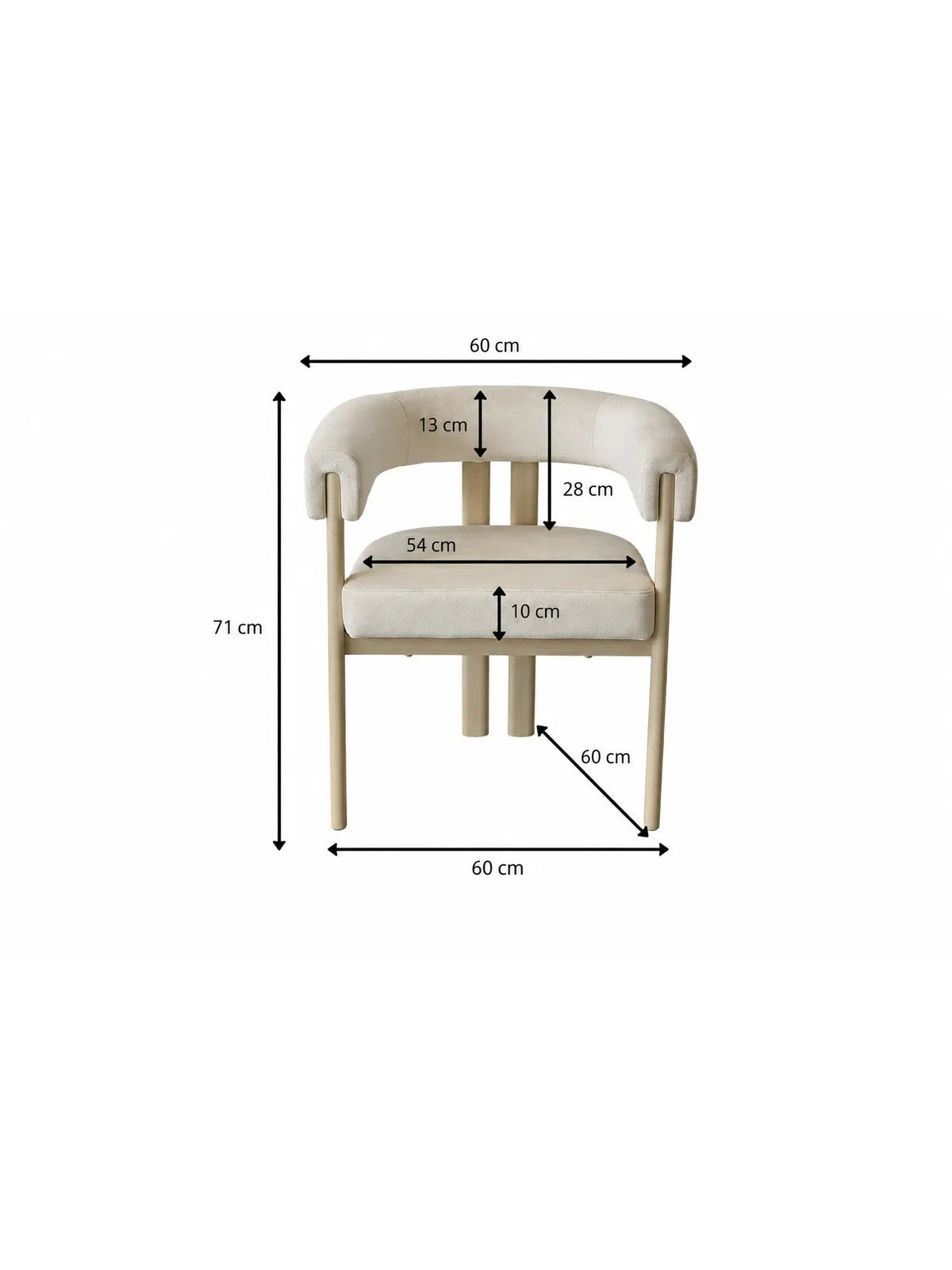 Chaise Lizéa velours beige – Lot de 6