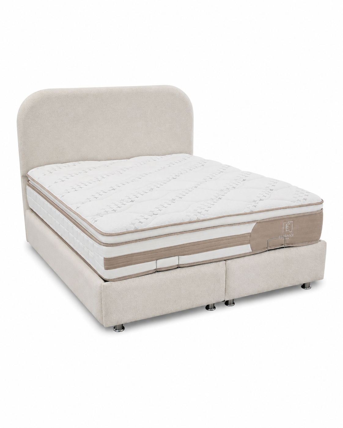 Lit coffre Cocon grège tissu chenille