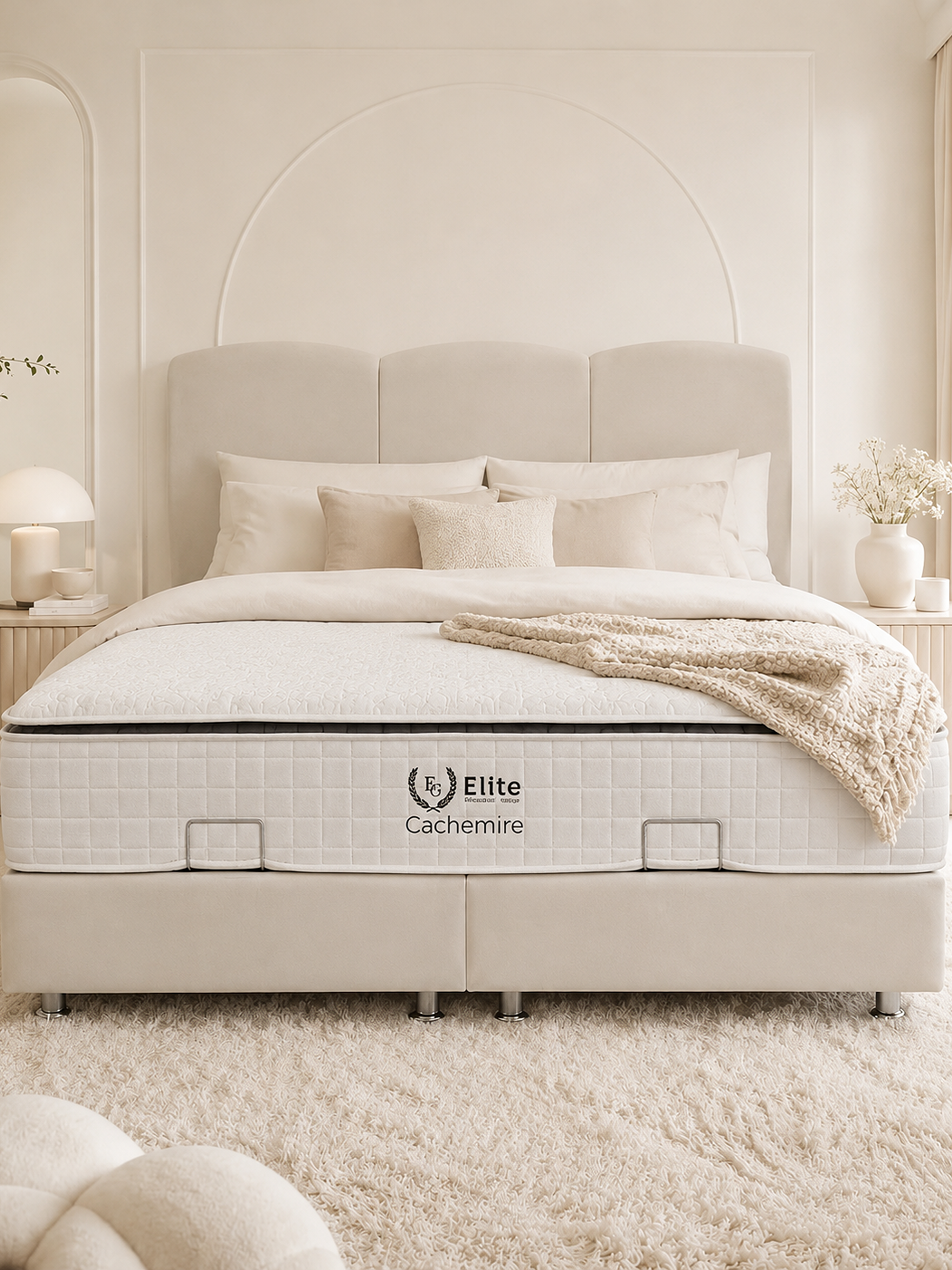 Lit coffre Songe velours beige